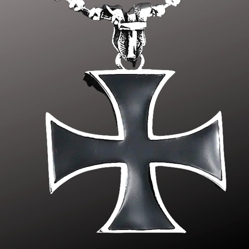 Stainless Steel Black Cross Pendant Necklace